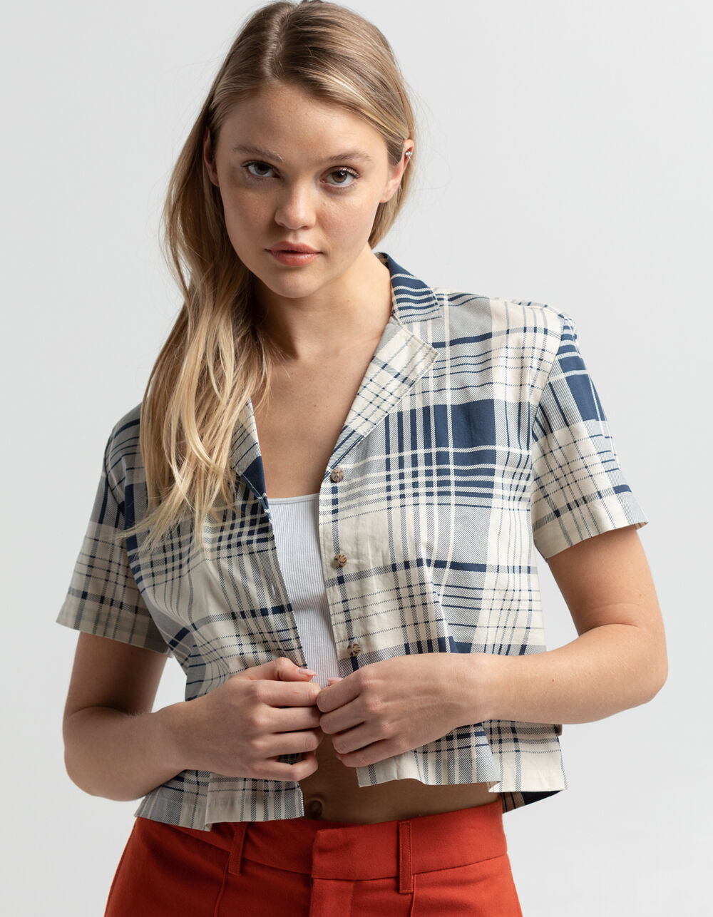 Cotton Boxy Camp Collar Shirt - Off White/Hula Girl Print