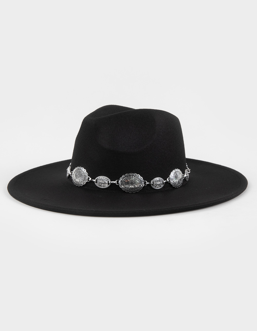 Jessa Concho Flat Brim Womens Cowboy Hat - BLACK