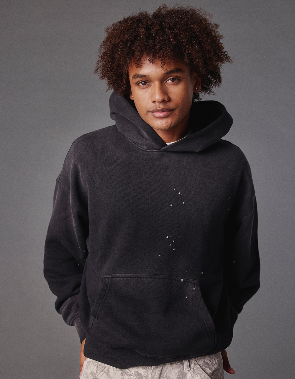 RSQ Mens Oversized Hoodie - WASHED BLACK