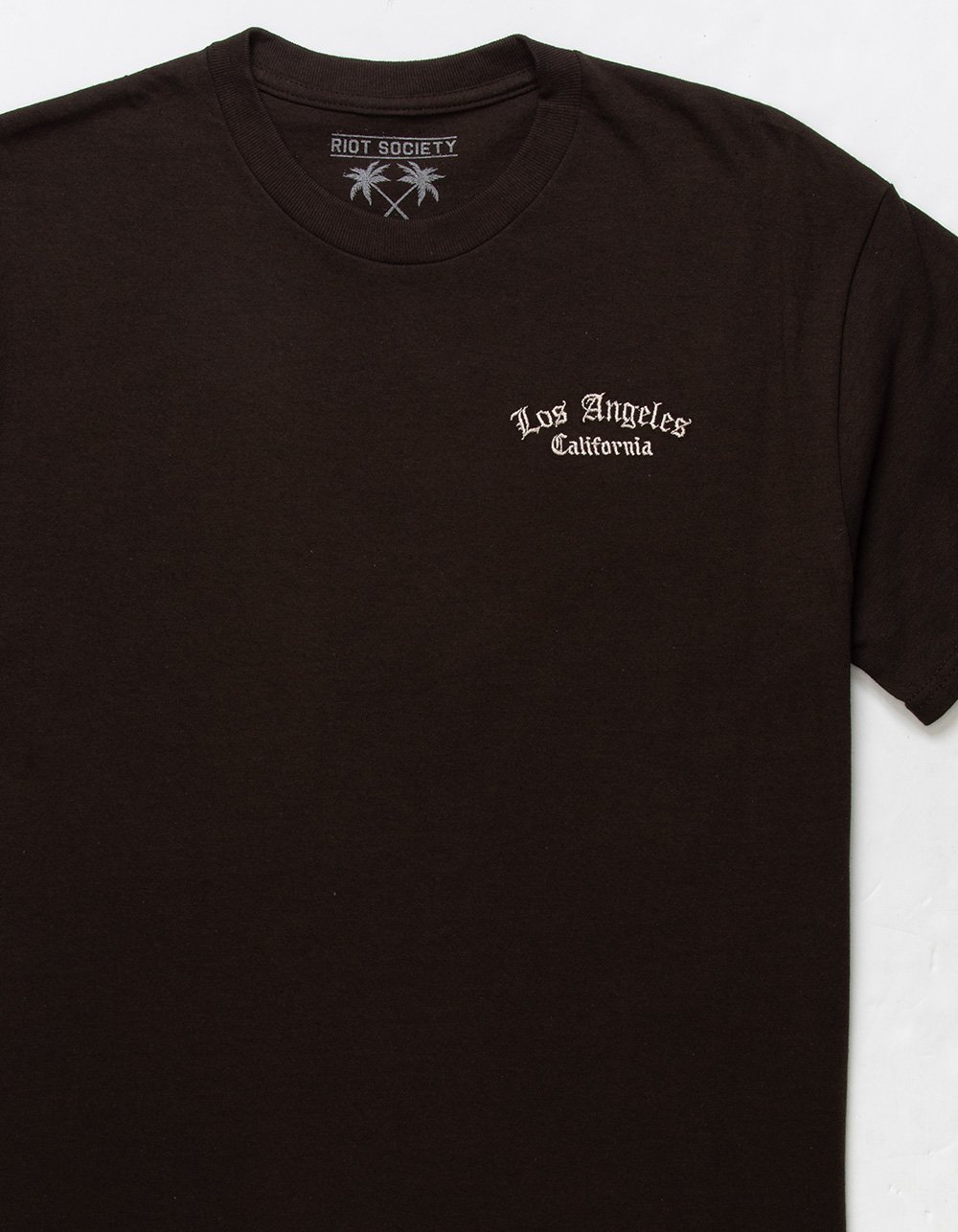RIOT SOCIETY Los Angeles Embroidered Mens Tee - BROWN