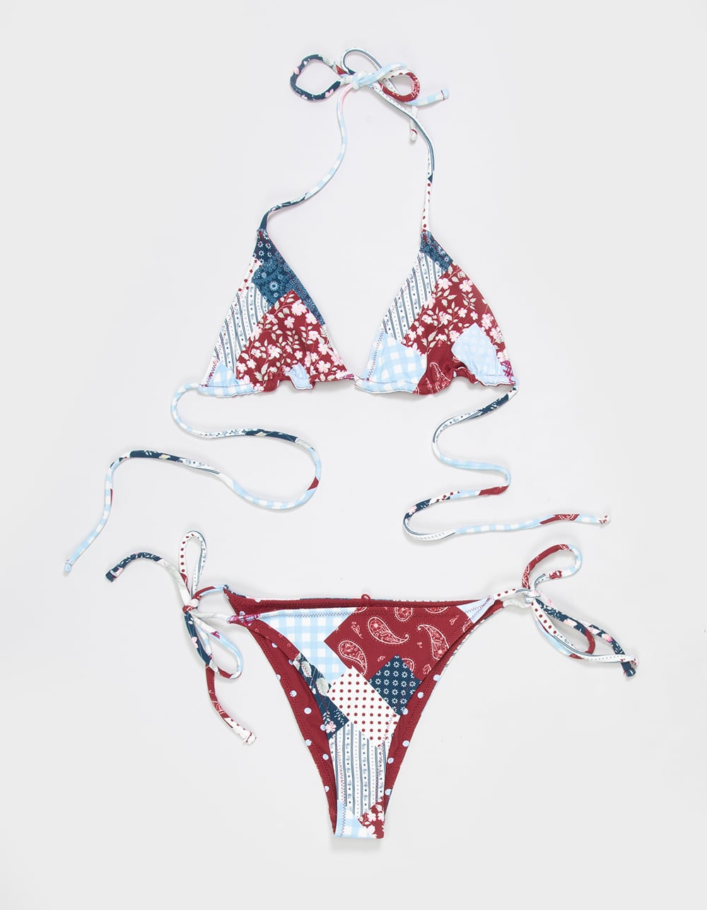 FULL TILT Textured Reversible Tie Side Cheeky Bikini Bottoms - MULTI