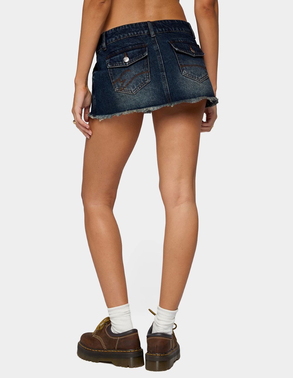 EDIKTED Adania Denim Mini Skort - MEDIUM BLUE
