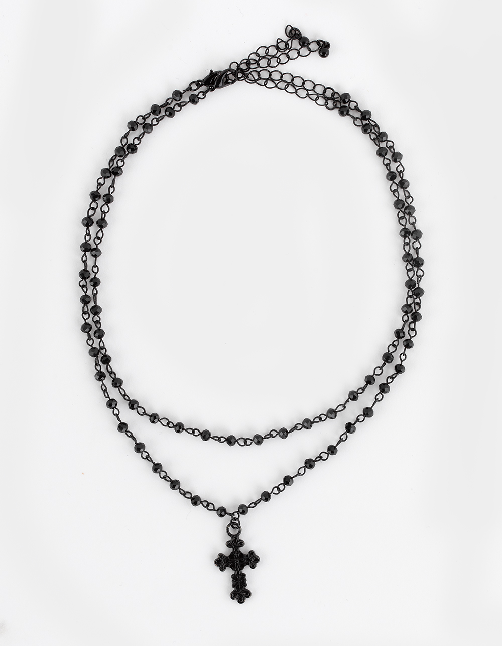 FULL TILT Beaded Layered Cross Necklace BLACK Tillys
