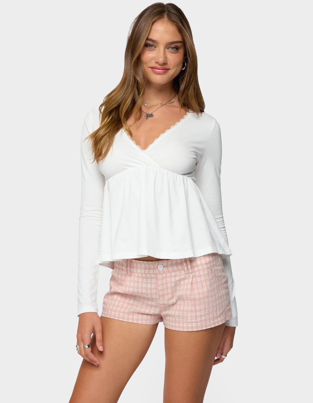 EDIKTED Kenzie Long Sleeve Babydoll Top