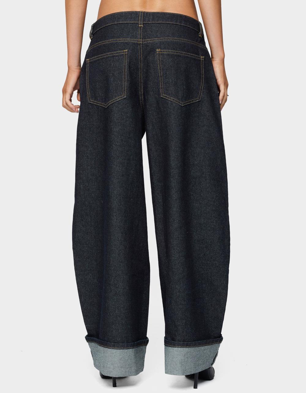 EDIKTED Petite Kella Low Rise Baggy Jeans - DARK BLUE