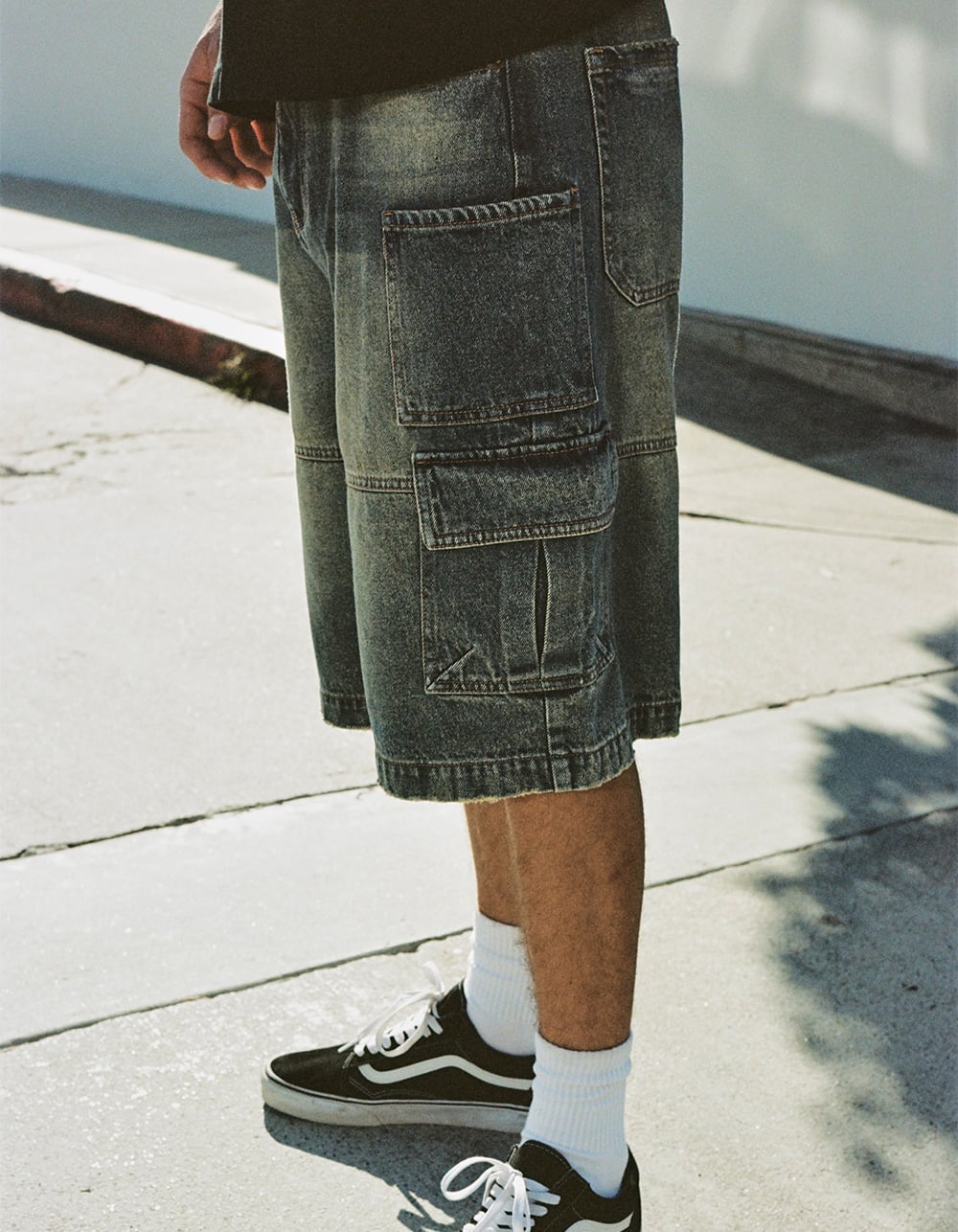 RSQ Mens Baggy Cargo Jorts - TINTED DENIM