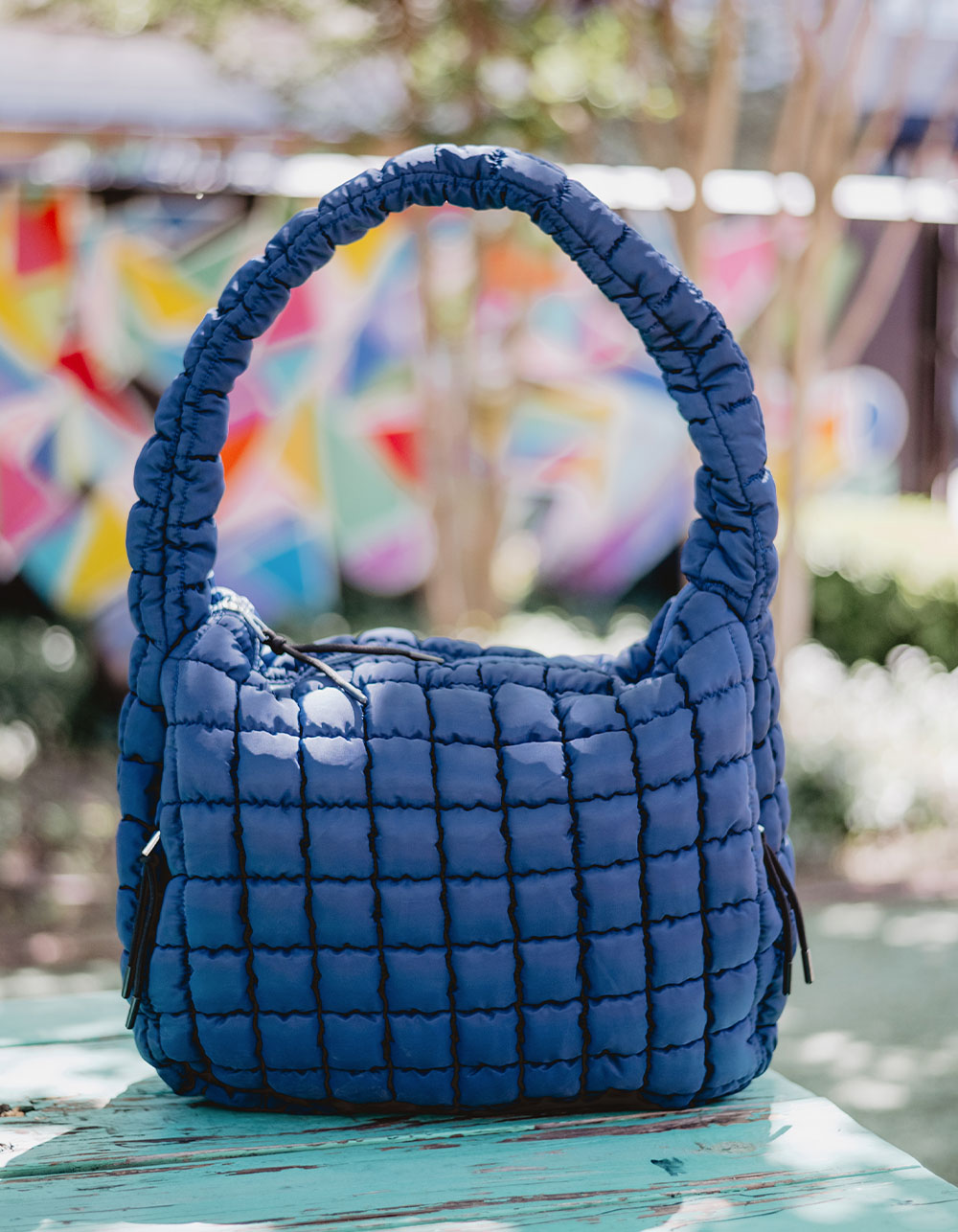 KATYDID Oversized Quilted Hobo Tote Bag - NAVY