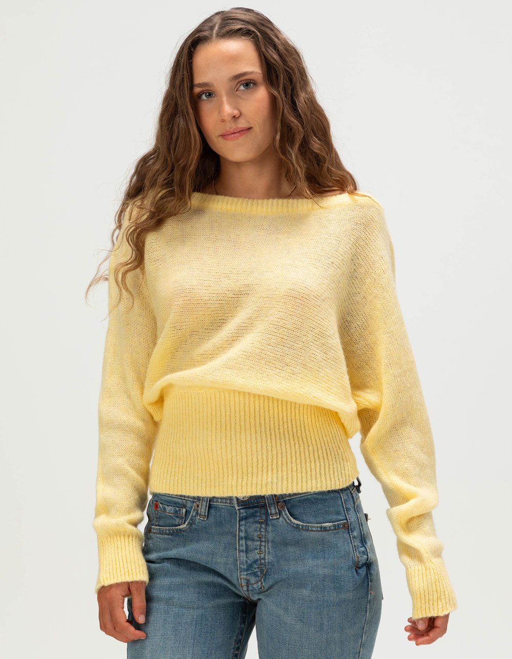 BDG Urban Outfitters Womens Off The Shoulder Sweater - YELLOW