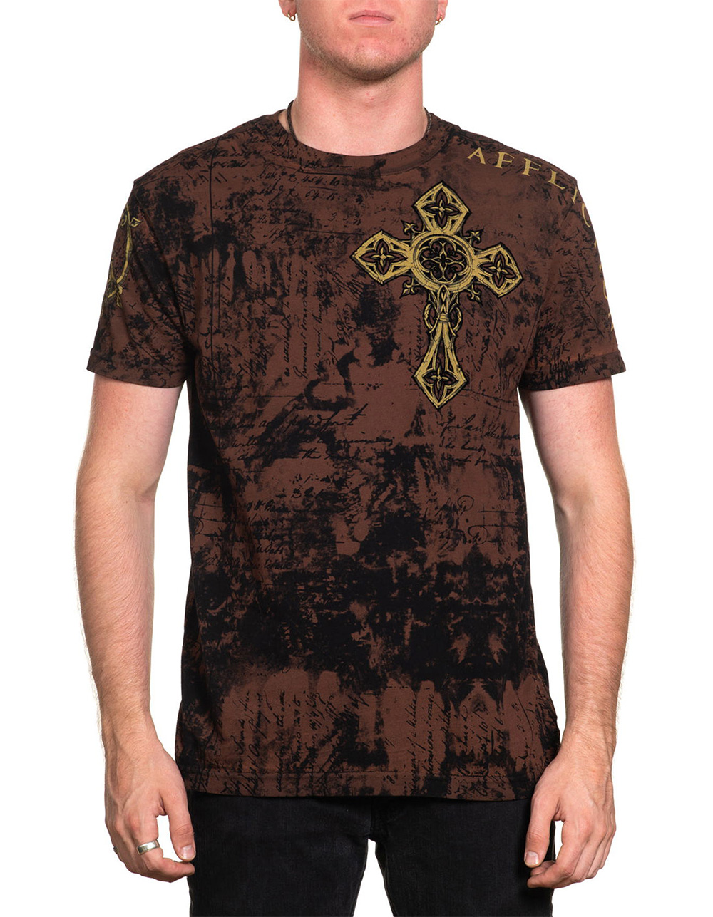 AFFLICTION Spiker Mens Tee - BROWN