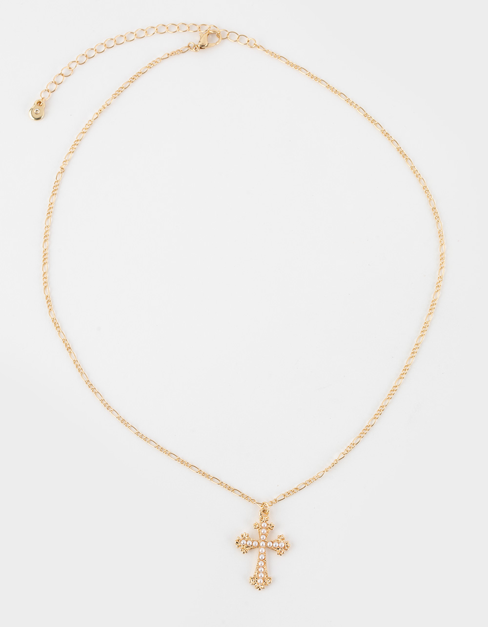 FULL TILT Layered Pearl Cross Necklace - GOLD