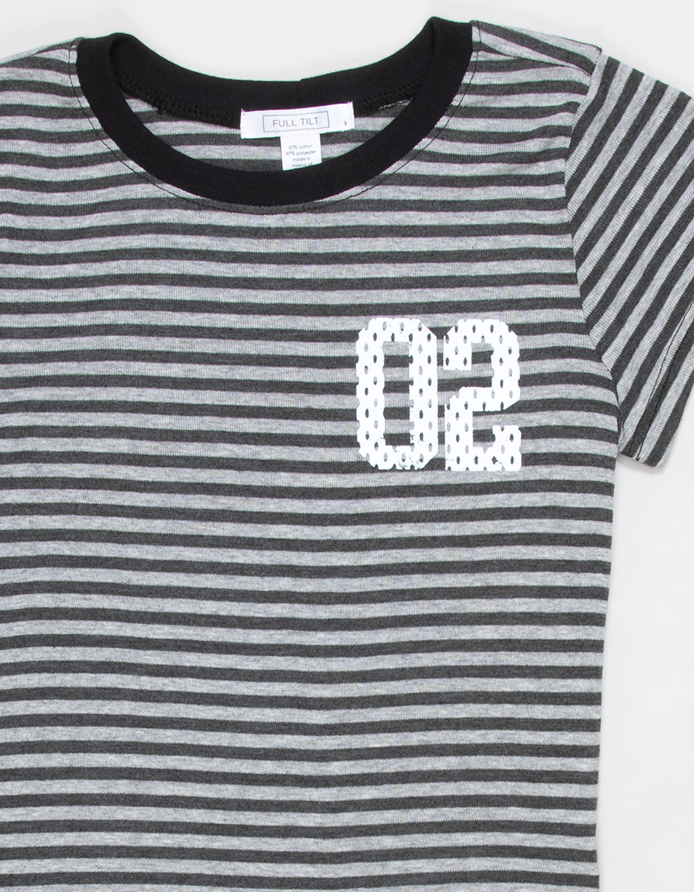 FULL TILT 02 Stripe Girls Tee - BLK/GRY