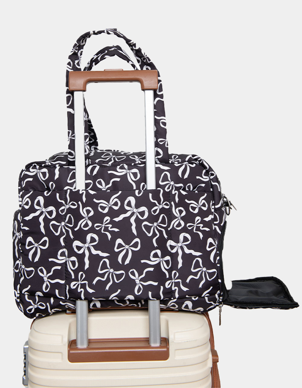 KATYDID Bows All Over Weekender Bag - BLK/WHT