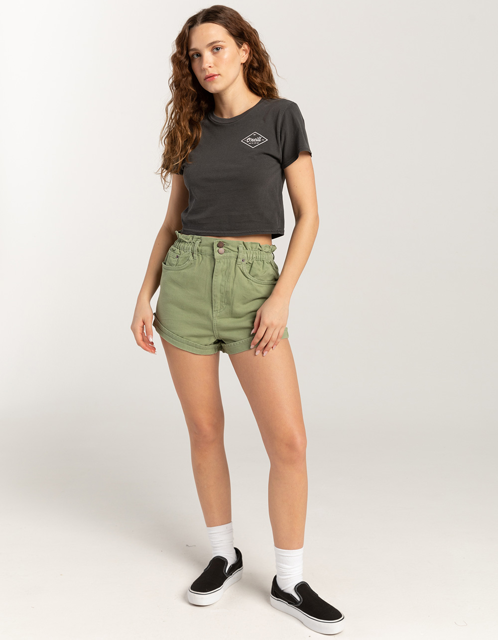 O'NEILL Bella Tropical Womens Crop Tee - WASHED BLACK