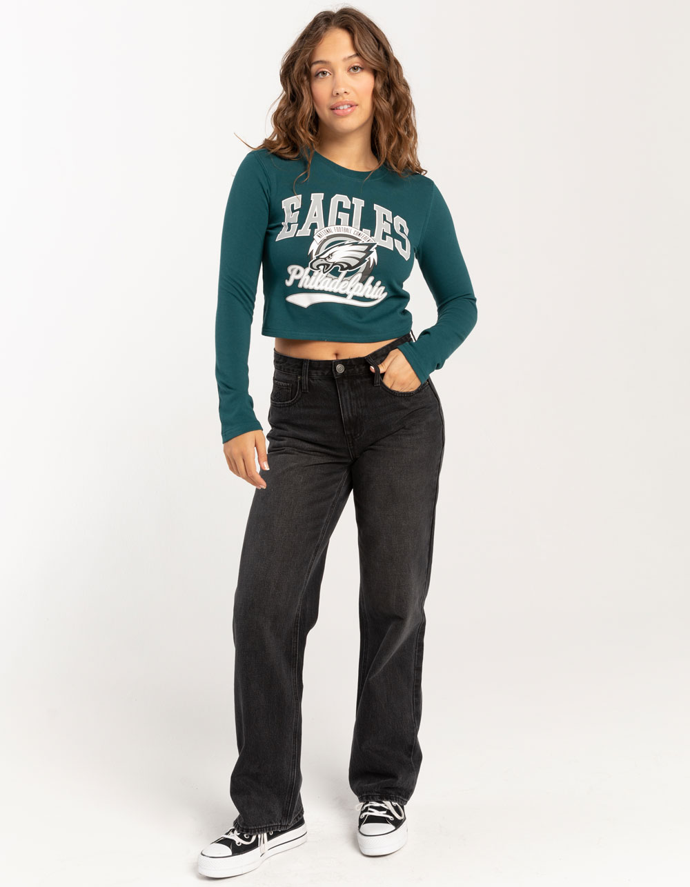 NFL Philadelphia Eagles Womens Long Sleeve Baby Tee GREEN Tillys