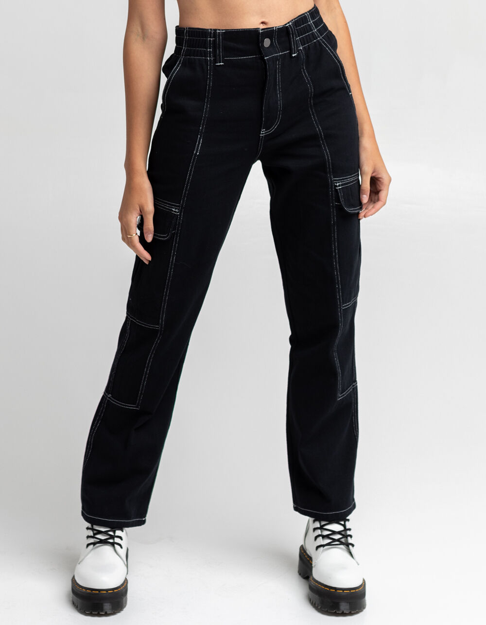 RSQ Womens Stitch Cargo Pants - BLACK 