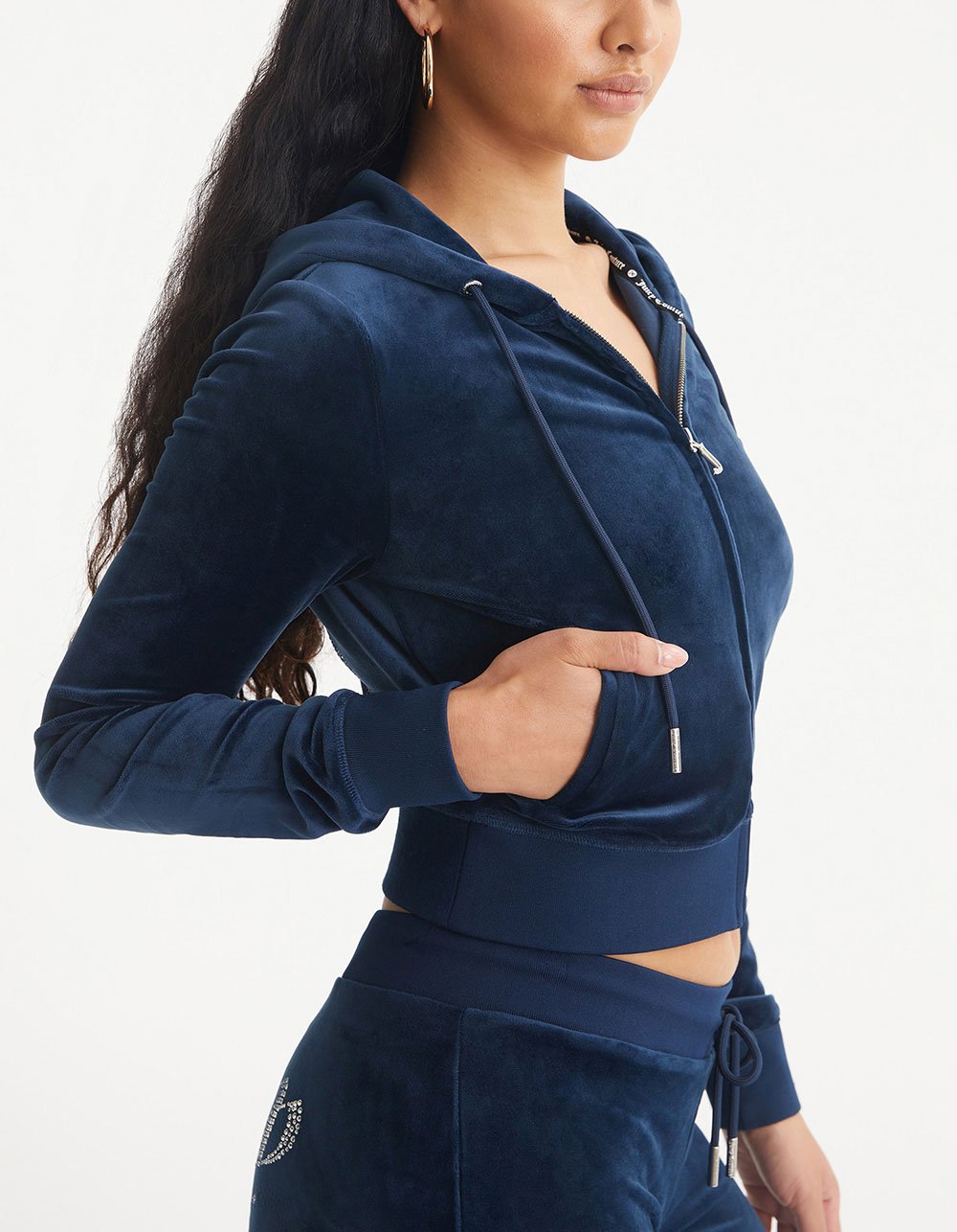 JUICY COUTURE OG Bling Womens Zip-Up Hoodie - NAVY