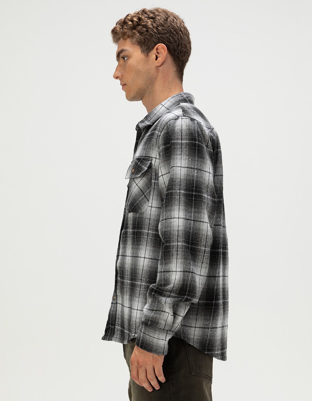 LIRA Mens Flannel - BLACK/WHITE