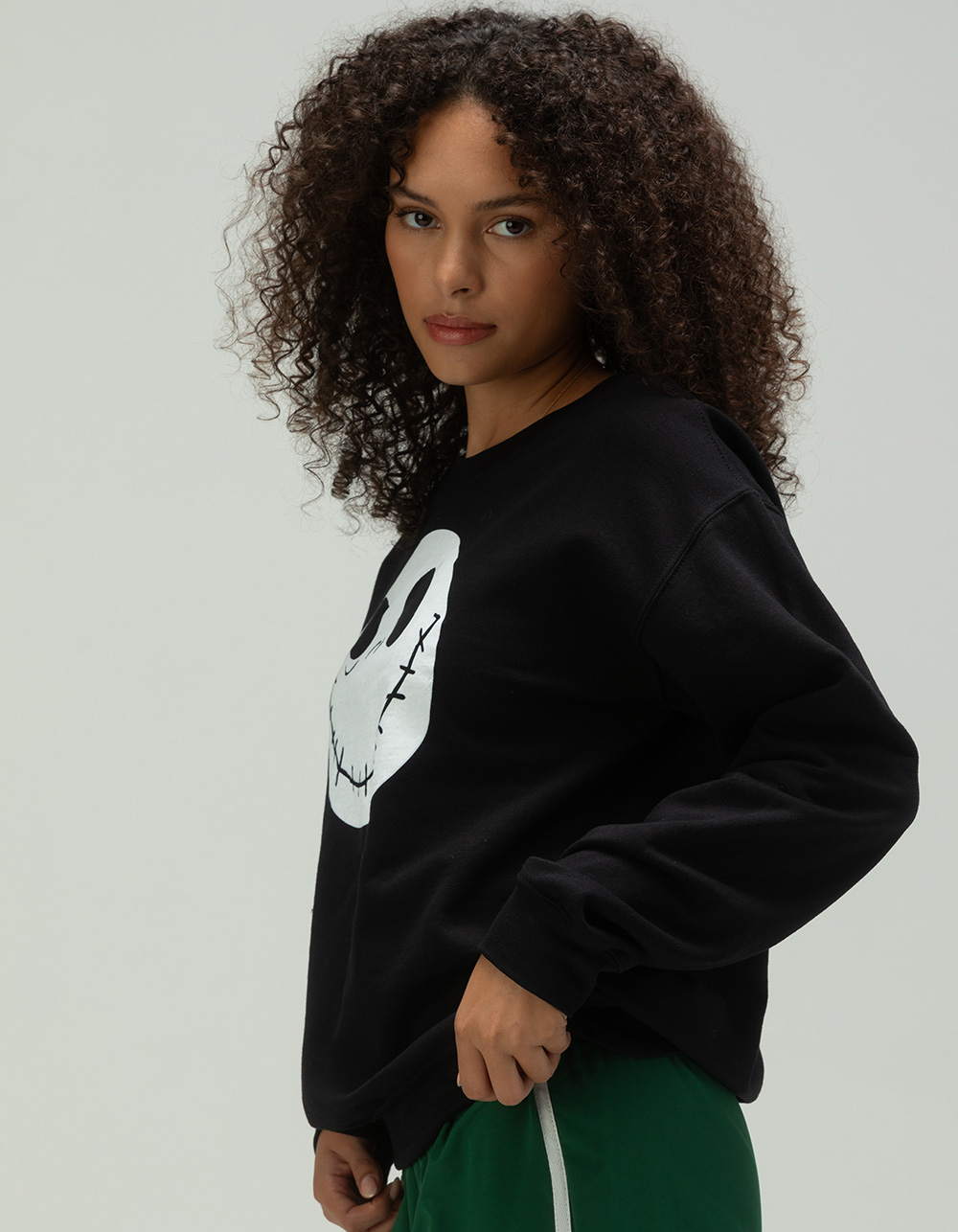DISNEY Nightmare Before Christmas Womens Crewneck Sweatshirt - BLACK