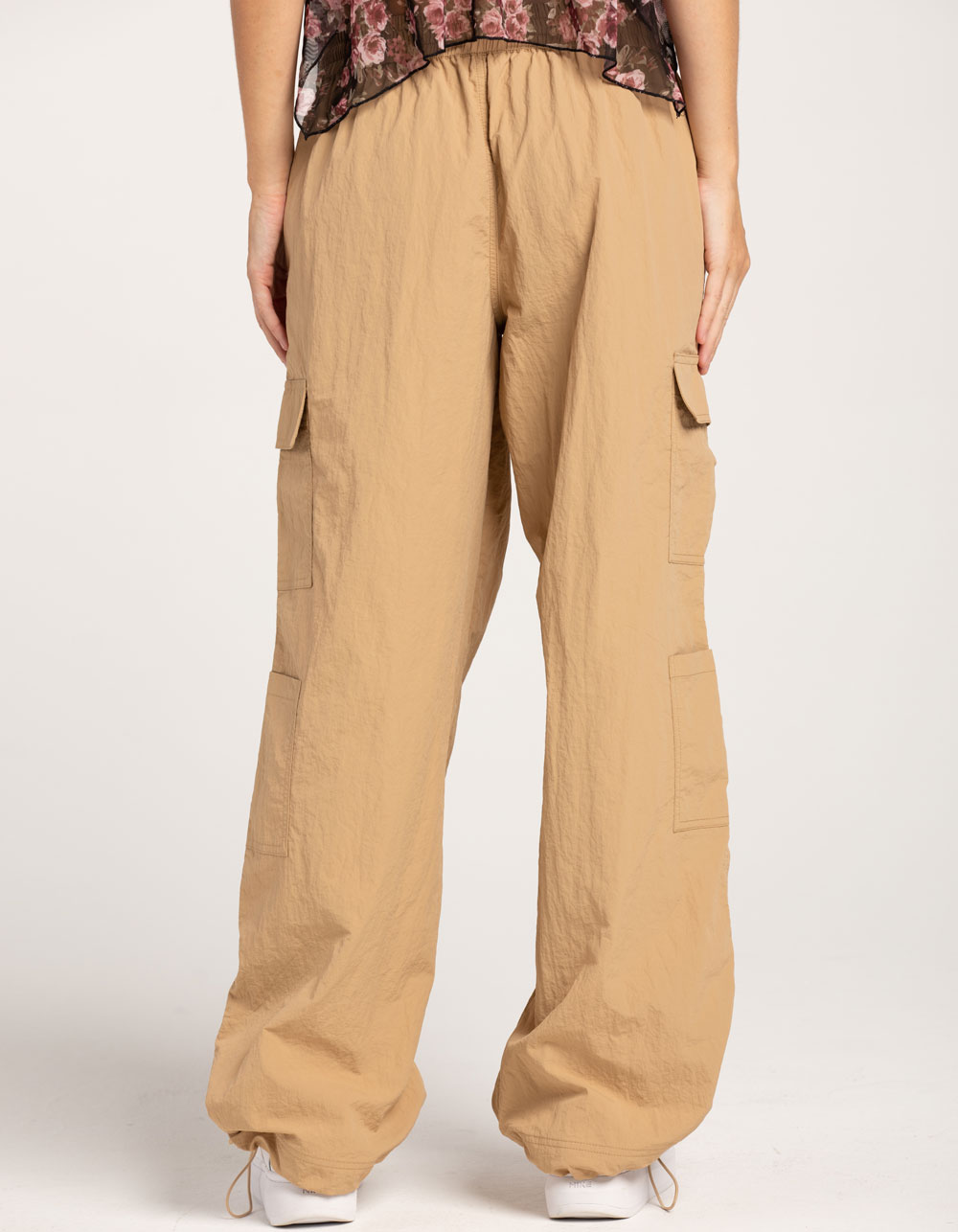 FULL TILT Low Rise Womens Parachute Cargo Pants - KHAKI