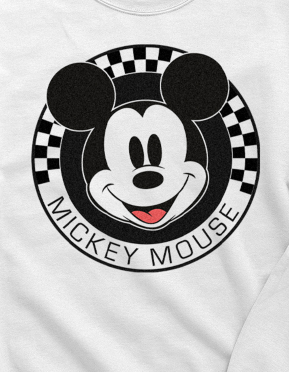 DISNEY Mickey Mouse Checkered Unisex Crewneck Sweatshirt - WHITE