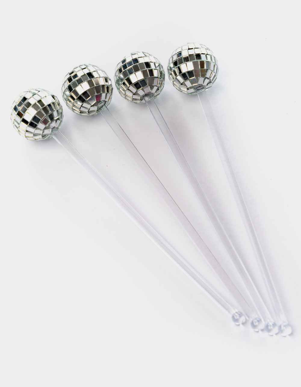 Disco Ball Drink Stirrers 4 Pack SILVER Tillys