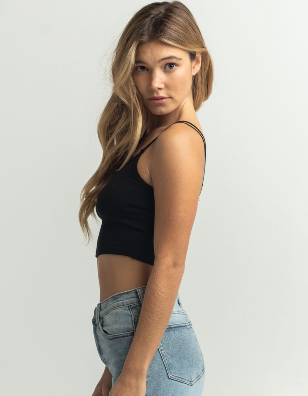 BOZZOLO Wide Rib Womens Cami BLACK Tillys