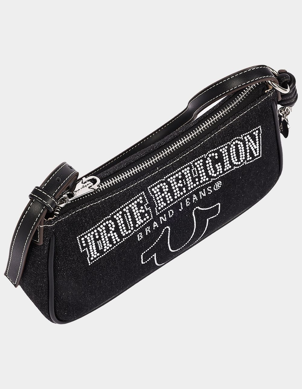 TRUE RELIGION Bling Logo Denim Shoulder Bag - BLACK