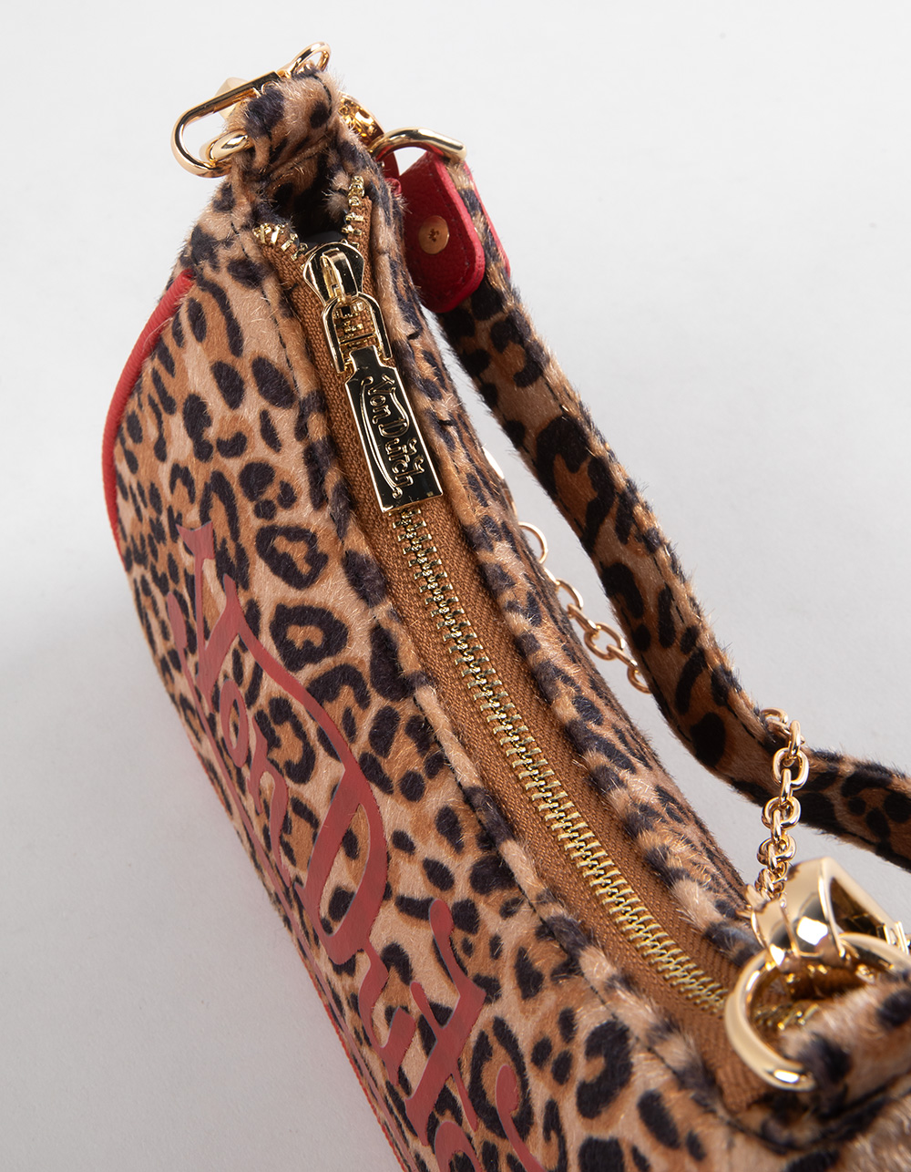 VON DUTCH Leopard Shoulder Bag - LEOPARD/RED