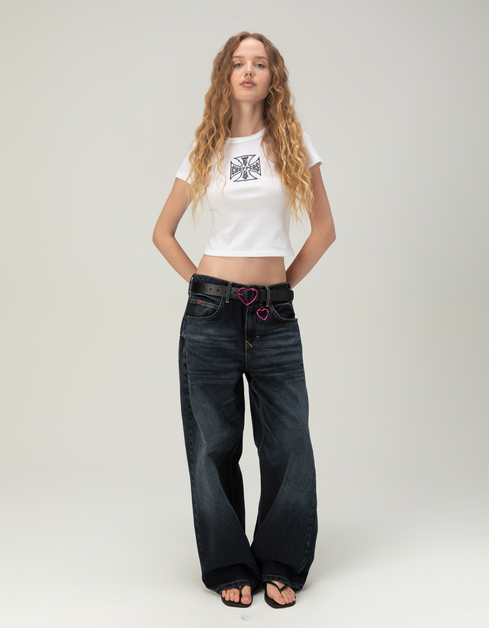 WEST COAST CHOPPERS Stroke Logo Womens Baby Tee - WHITE