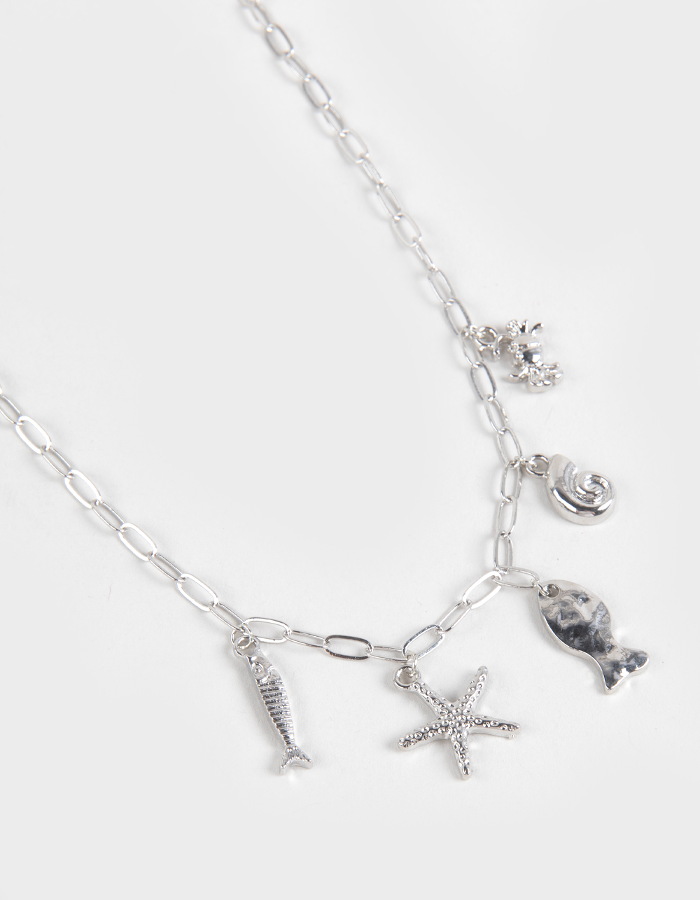 FULL TILT Layered Shell/Flower Multi Charm Necklace - SILVER
