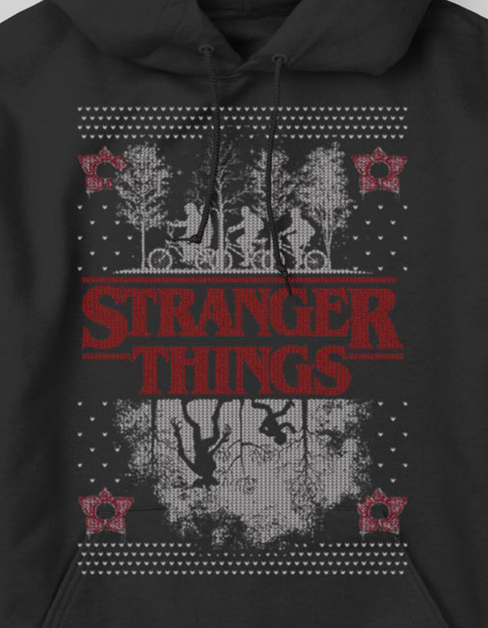 STRANGER THINGS Upside Down Holiday Unisex Hoodie - BLACK