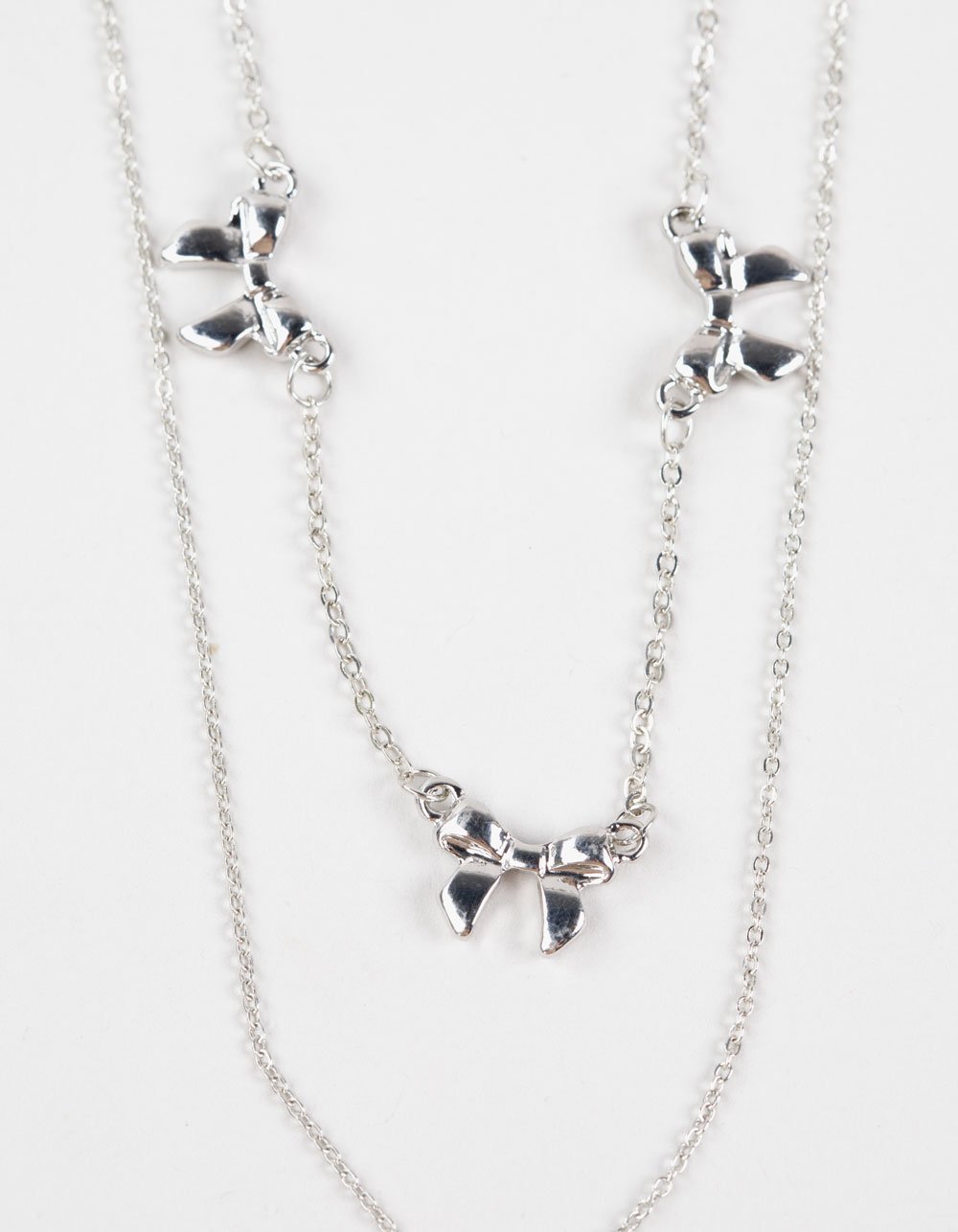 FULL TILT Layered Locket/Bow Necklace - SILVER