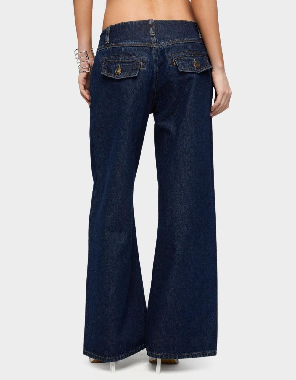 EDIKTED Petite Meredith Low Rise Wide Leg Jeans - BLUE