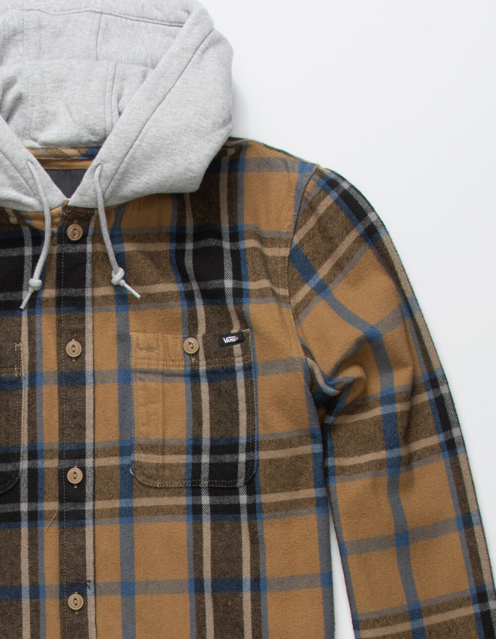 VANS Lopes Mens Hooded Flannel - BROWN 