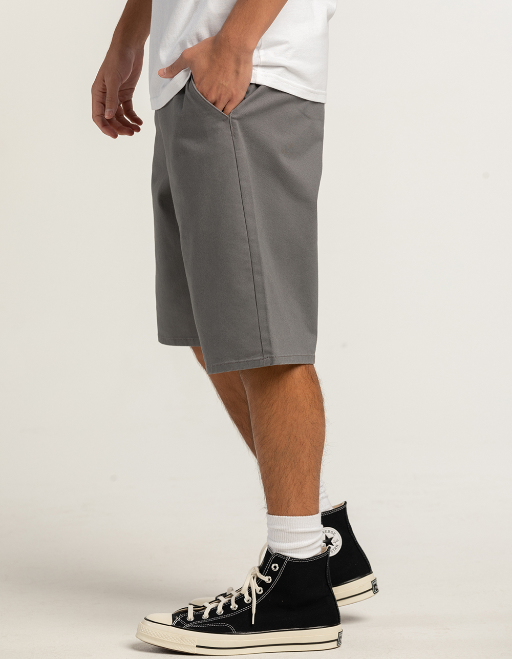 RSQ Mens Long Chino Shorts LTGRY MCS849