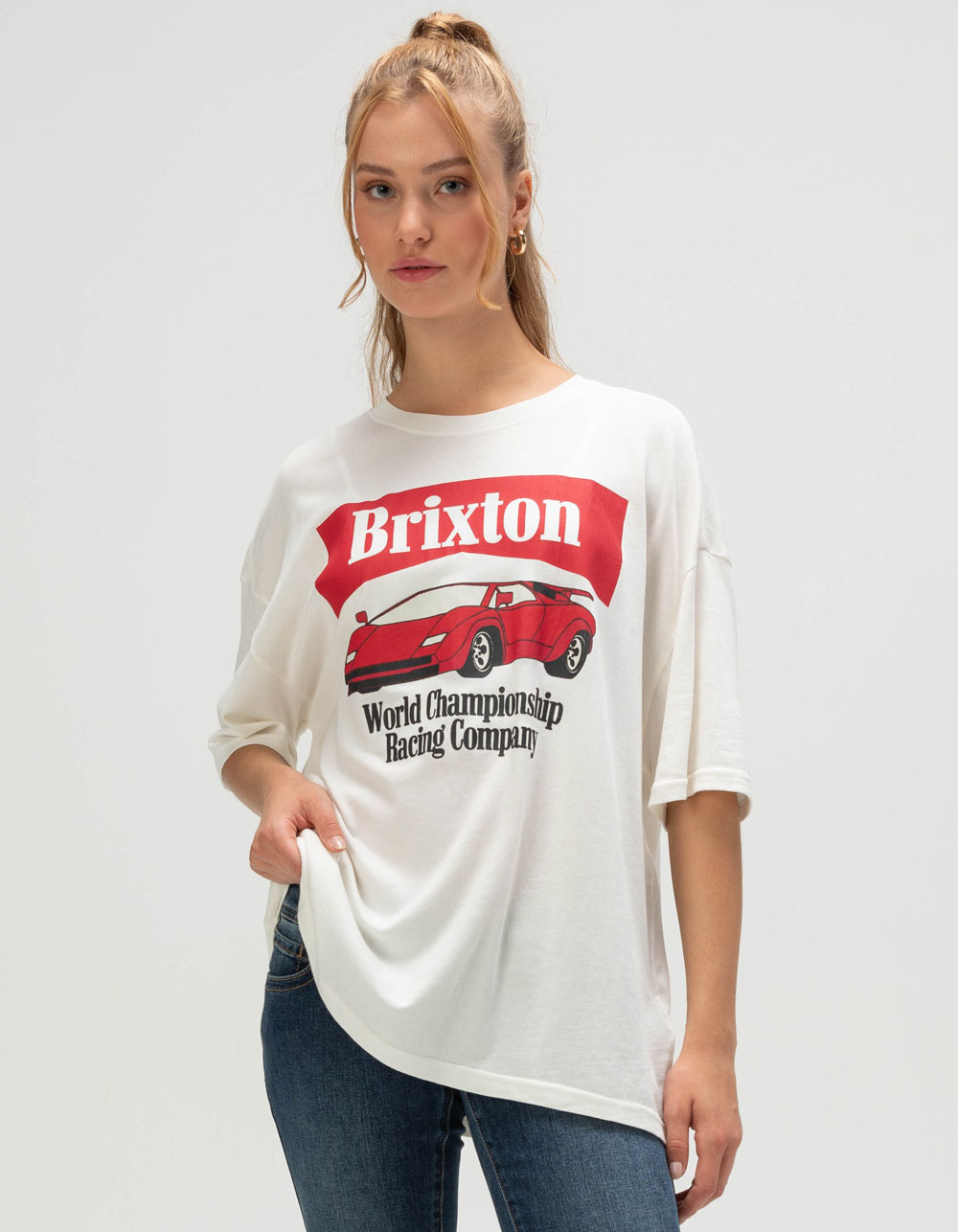 BRIXTON World Championship Womens Oversized Tee - OFF WHITE
