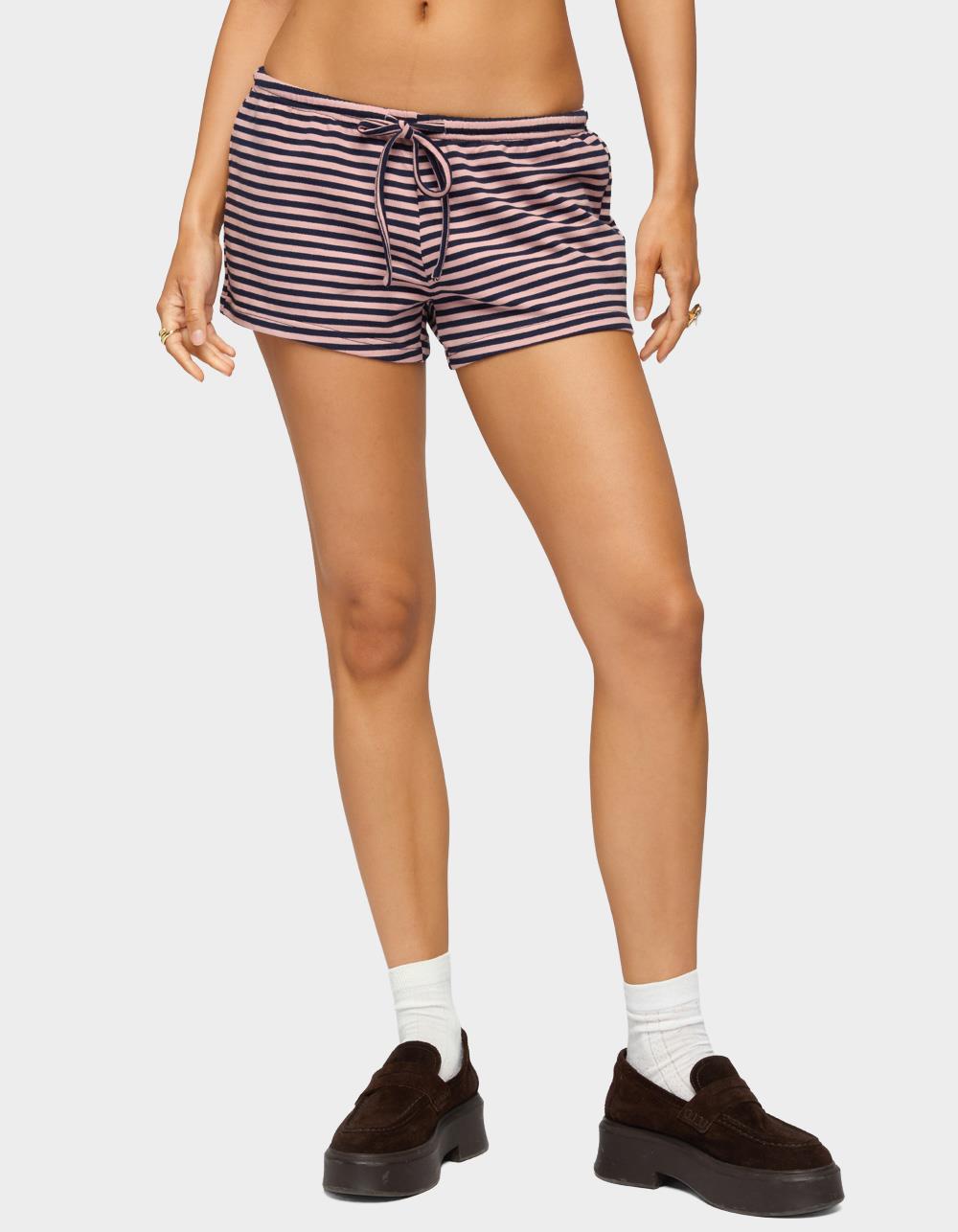 EDIKTED Jainee Striped Drawstring Shorts - NAVY