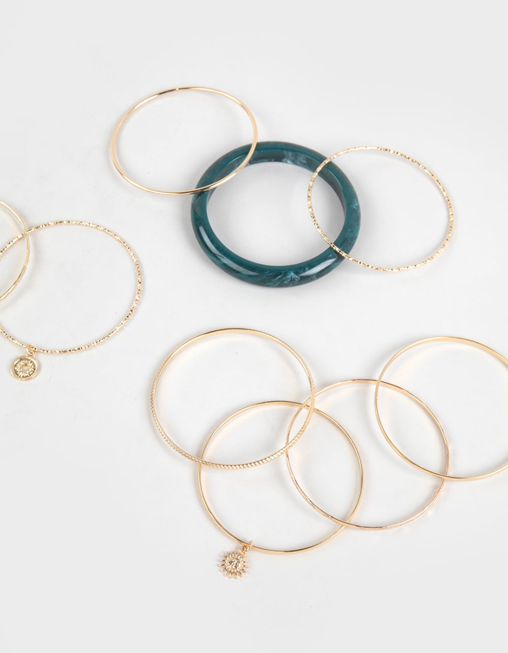 FULL TILT Acrylic And Metal Bangle Bracelet Set - GOLD