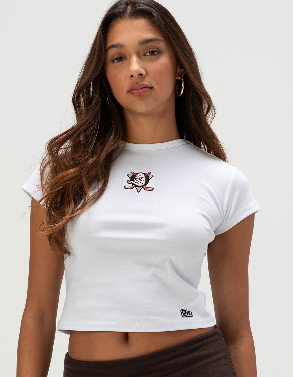 HYPE AND VICE Anaheim Ducks Womens Baby Tee - WHITE