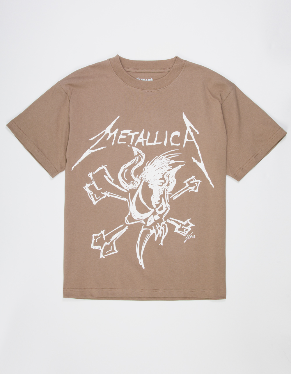 METALLICA Hand Drawn Mens Boxy Tee - BROWN