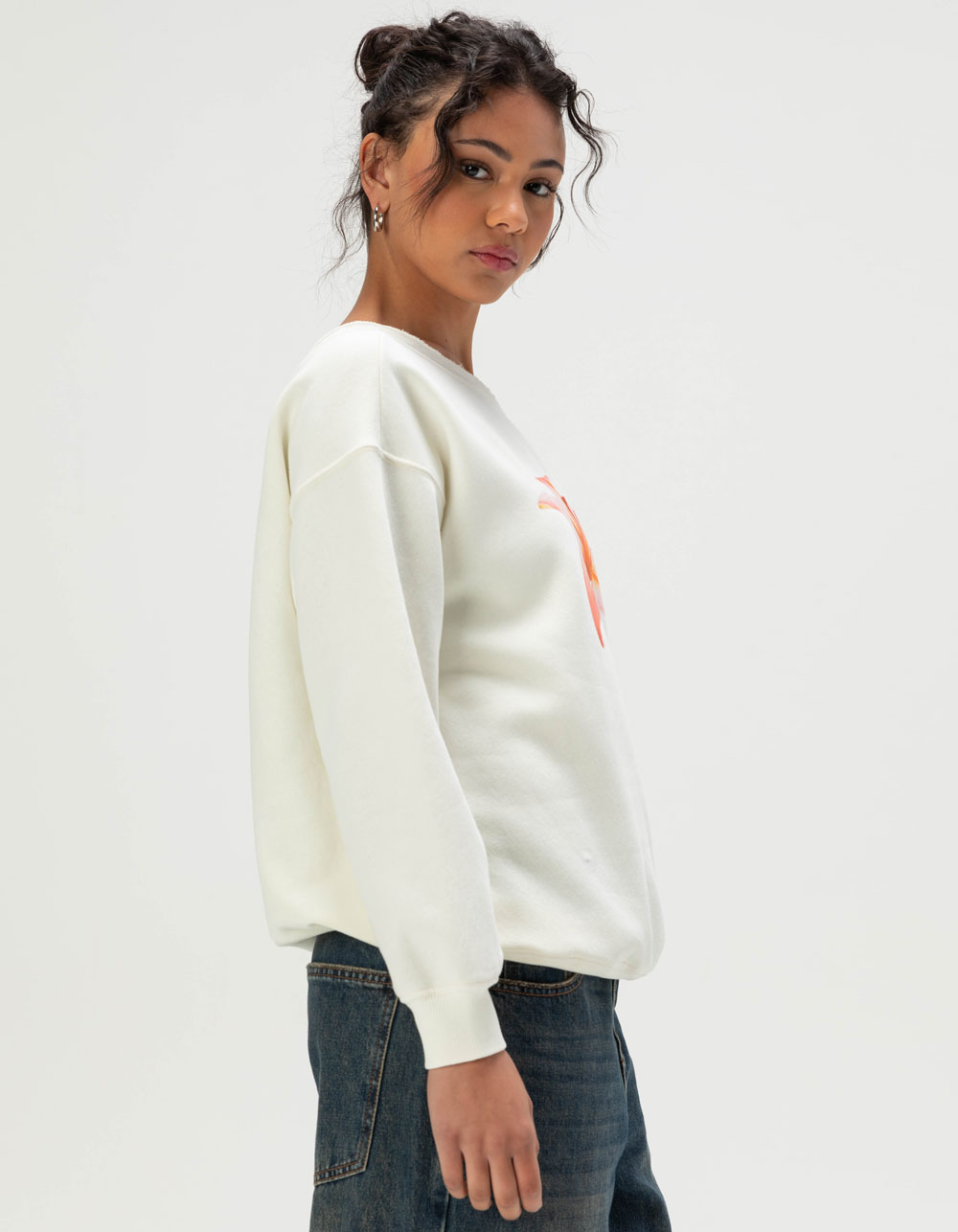 RSQ Womens Off The Shoulder Lily Sweatshirt - IVORY