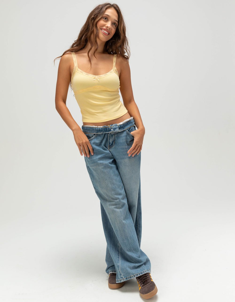 TILLYS Lace Trim Womens Cami - YELLOW