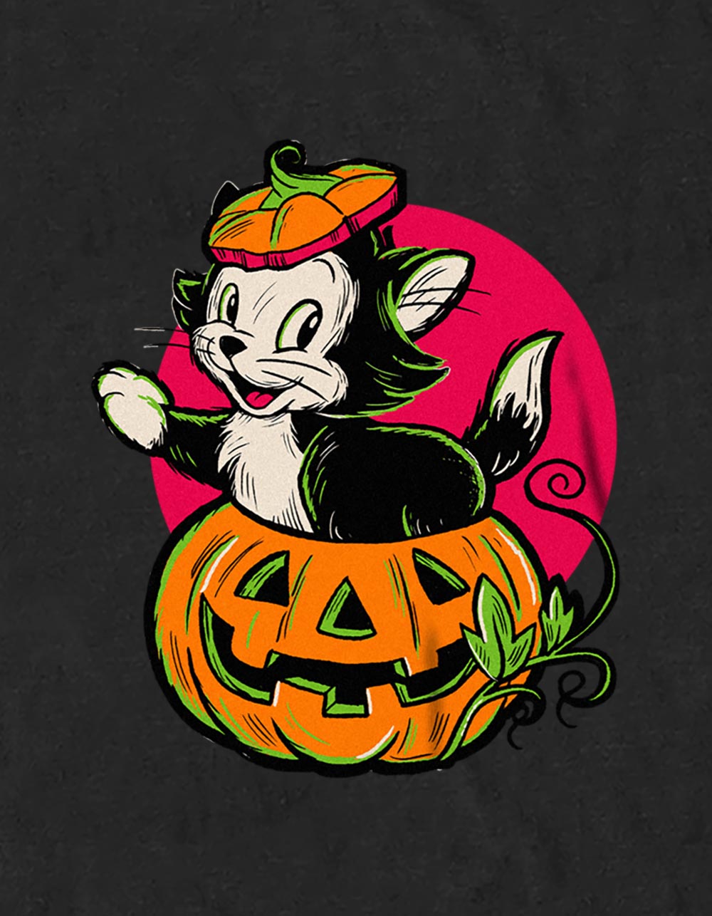 DISNEY 100TH ANNIVERSARY Figaro Inside A Pumpkin Unisex Tee - BLACK