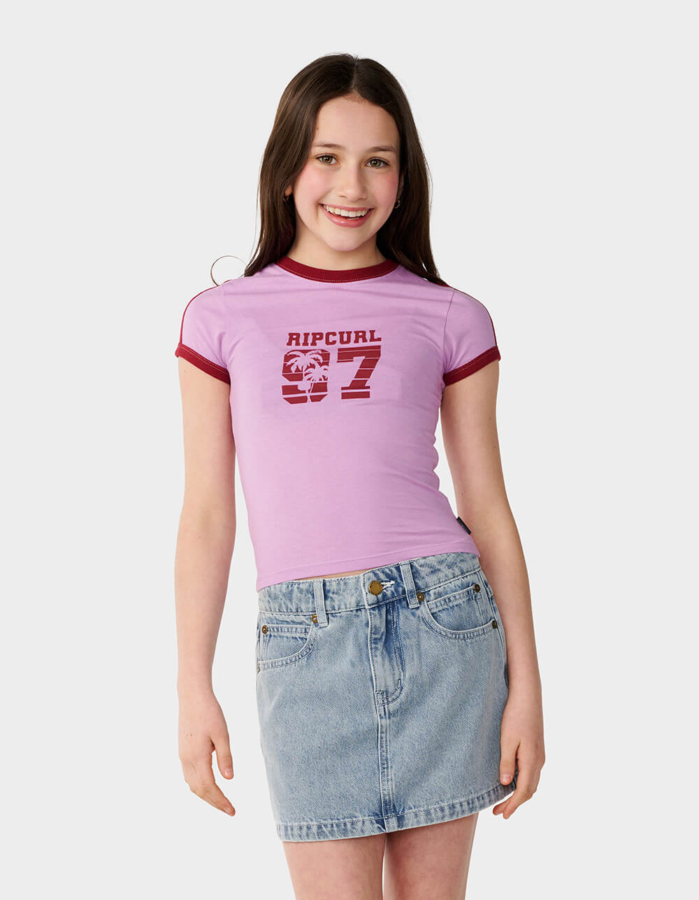 RIP CURL Surf 97 Girls Fitted Tee - LILAC