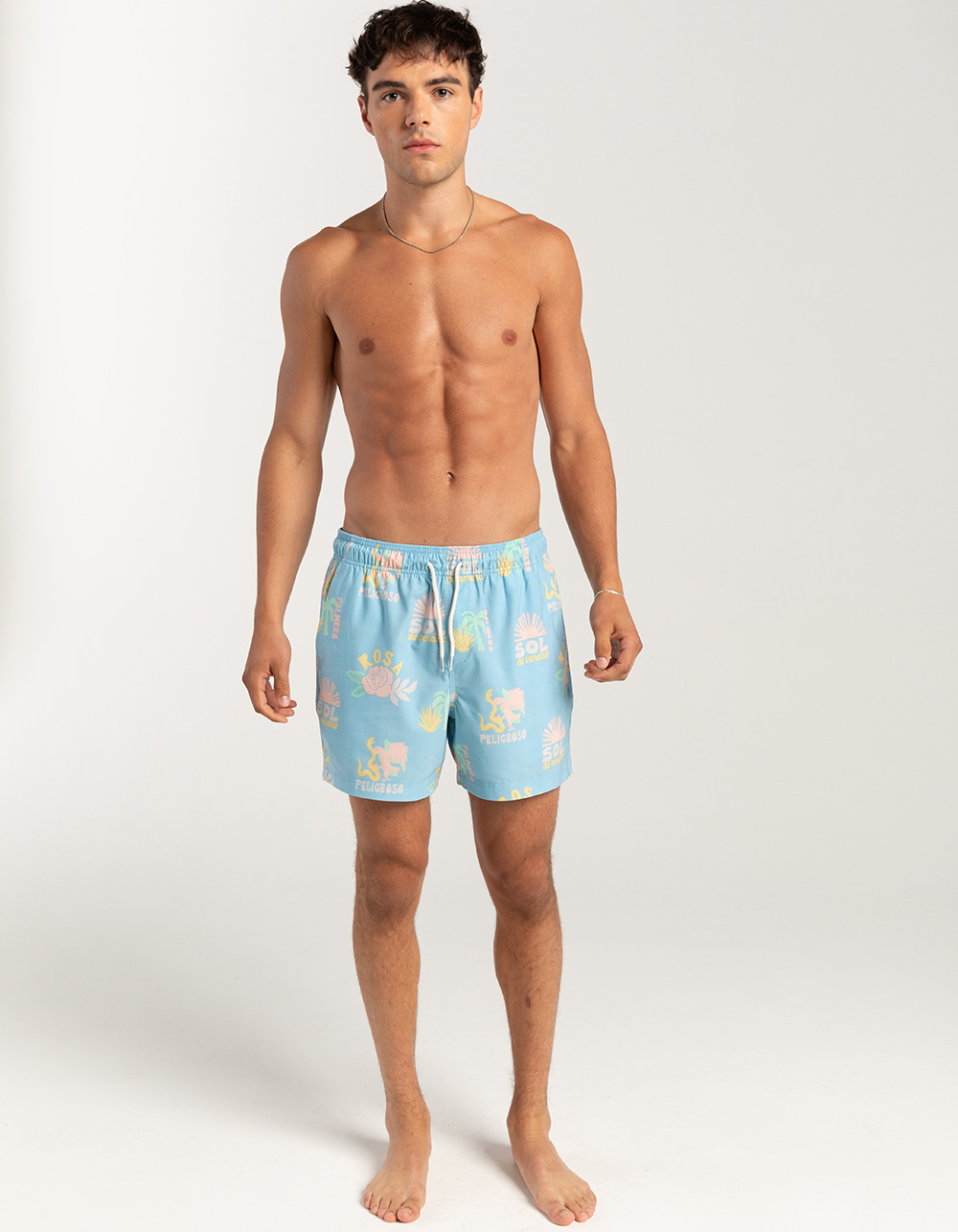 RSQ Mens Baja 5" Swim Shorts - LIGHT BLUE