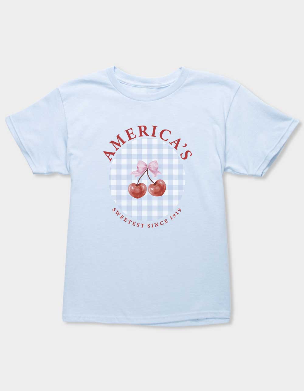 CHERRIES America's Sweetest Unisex Kids Tee - LIGHT BLUE