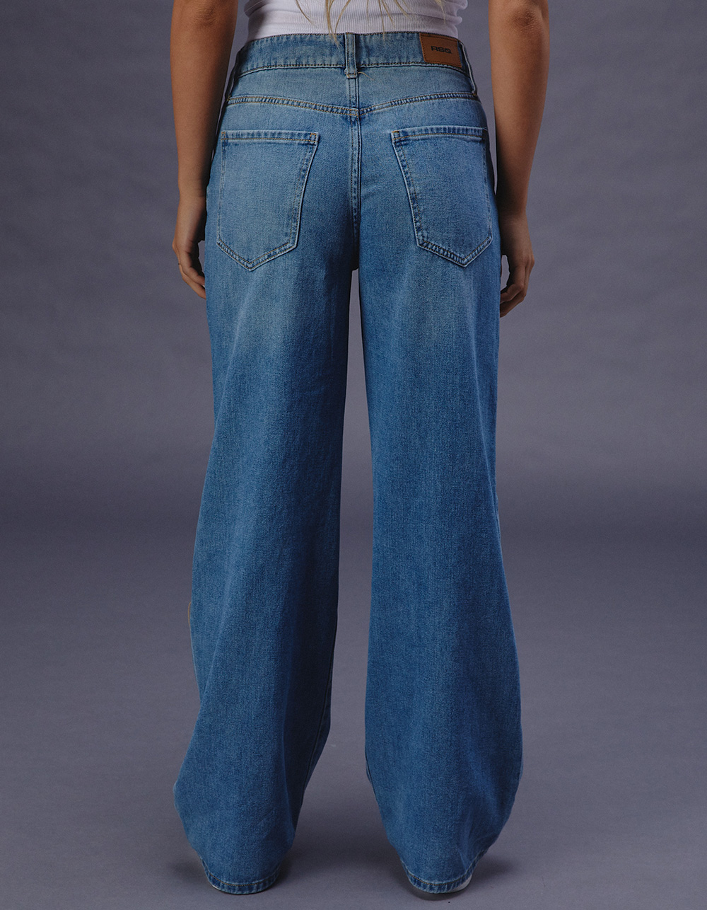 RSQ Womens High Rise Baggy Jeans - MEDIUM WASH