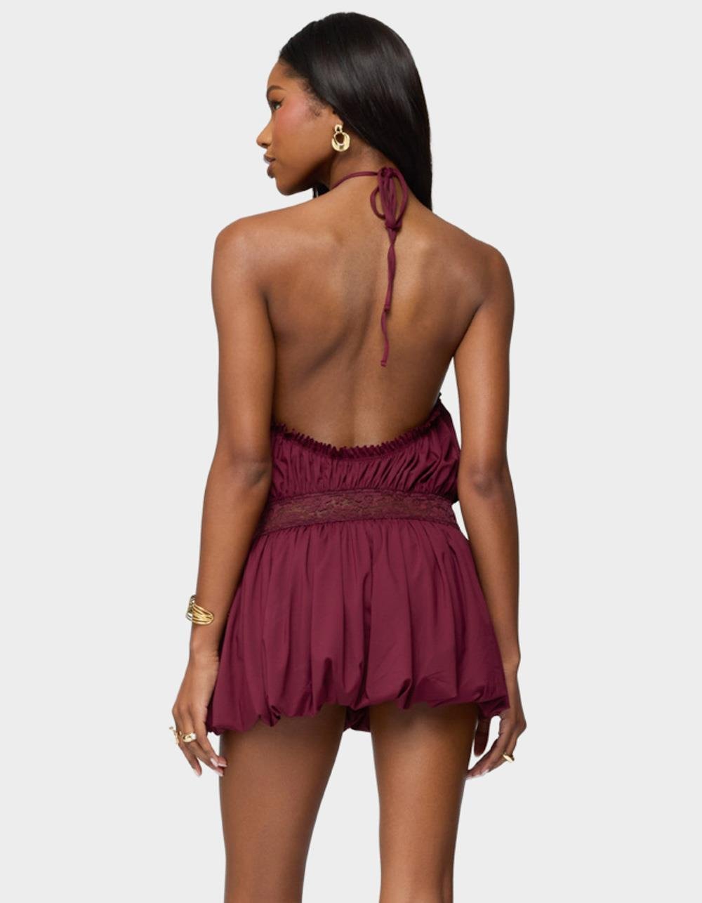 EDIKTED Aida Backless Bubble Mini Dress