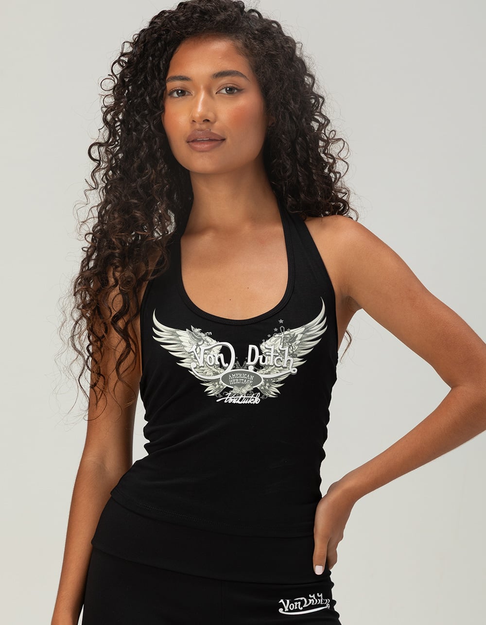 VON DUTCH American Heritage Womens Halter Top - BLACK