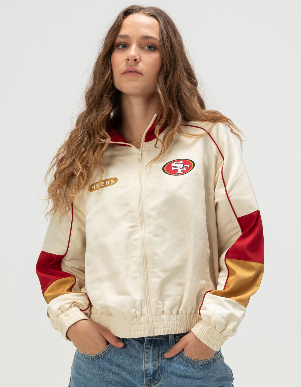 THE WILD COLLECTIVE San Francisco 49ers Womens Track Jacket - CREAM